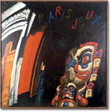 painting entitled 'Composition w/Indian Mask #7 ('Paris Jeux')', from 1981