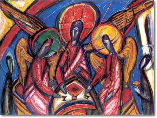 painting entitled 'Trinity in Dark Tones (Genesis 18)', from 1994