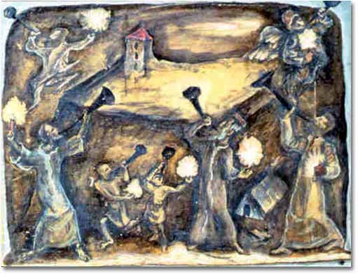 painting entitled 'Downfall of Jericho (from the Book of Joshua 6:9)', from 1970