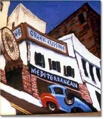 painting entitled 'Mediterranean Greek Tavern', from 1982