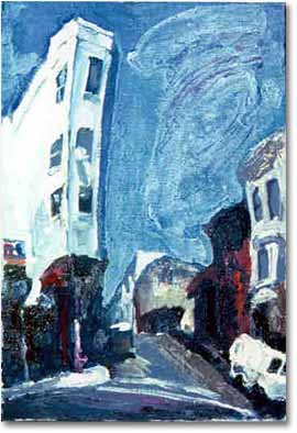 painting entitled 'Corner at Columbus Avenue', from 1984
