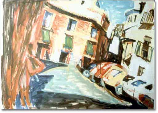 painting entitled 'Square in European Town', from 1989