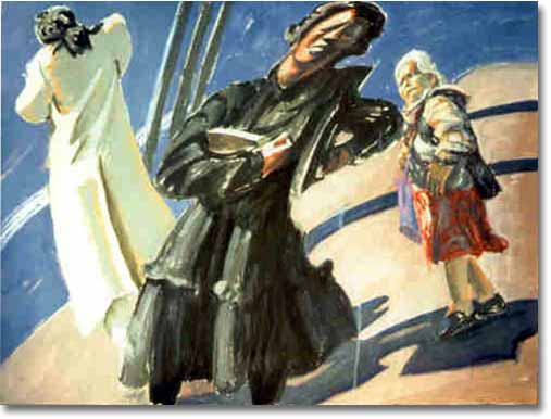 painting entitled 'Image of San Francisco #7 (w/Three Women on the Hill)', from 1989