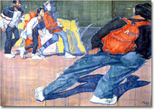 painting entitled 'Image of San Francisco (w/School Students)', from 1989