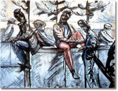 painting entitled 'Resting People near Powell and Market Street', from 1991
