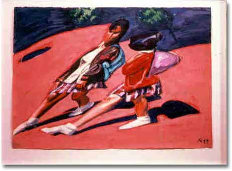 painting entitled 'Image of Mission Street #8 (Two Schoolgirls)', from 1989