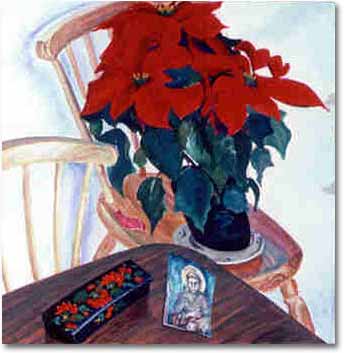 painting entitled 'Still-Life w/Poinsettia', from 1984