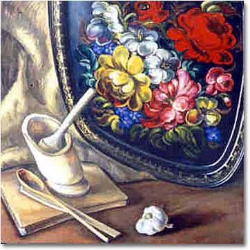 painting entitled 'Still-Life w/Russian Folk Art Tray', from 1988