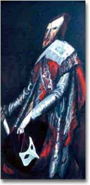 painting entitled 'King w/ Commedia Dell' Arte Mask (after Velasquez)', from 1986