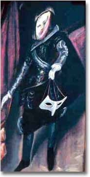 painting entitled 'Prince w/ Commedia Dell' Arte Mask (after Velasquez)', from 1986